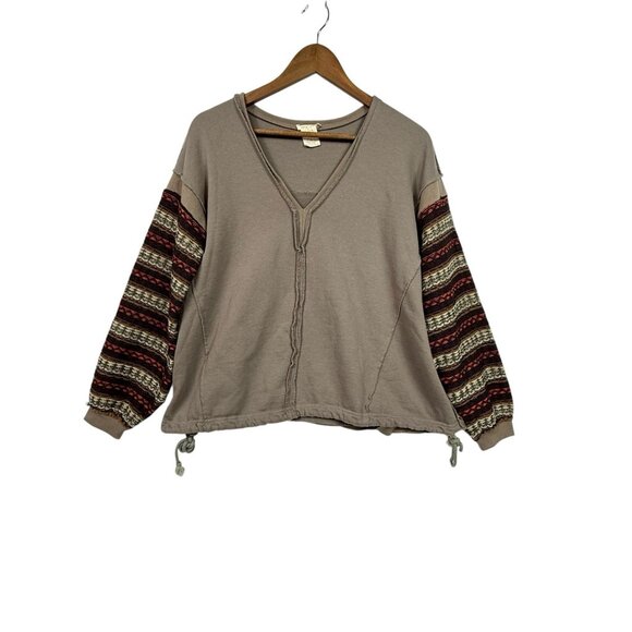 Mystree Tops - Mystree Womens Pullover Sweatshirt Sweater Sz Small Knit Arms Raw Hem Distressed